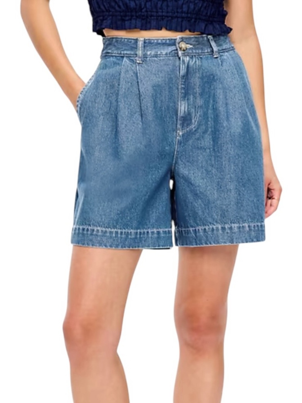 OLD NAVY NWT High Waist Denim Chino Shorts Size Small in Blue Wash Denim